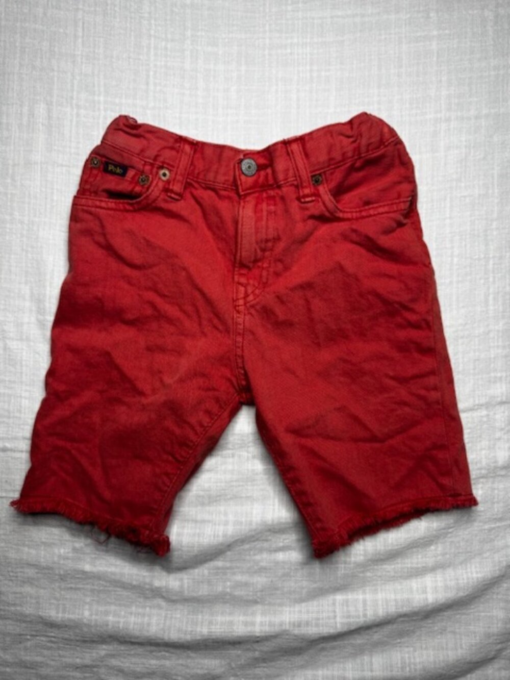 Polo Ralph Lauren Boys Cotton Denim Cutoff Shorts Finn Wash Red Sz 7